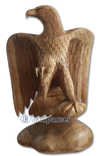 Wooden Eagle Handcarved From Suar Wood With Natural Polished