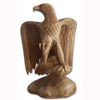 Wooden Eagle Handcarved From Suar Wood With Natural Polished