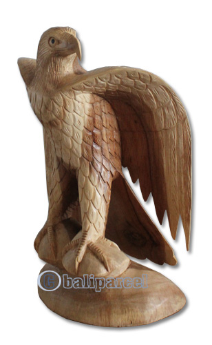 Wooden Eagle Handcarved From Suar Wood With Natural Polished