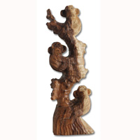 Wooden 3 Monkey, Hand Carved From Suar Wood With Natural Polished