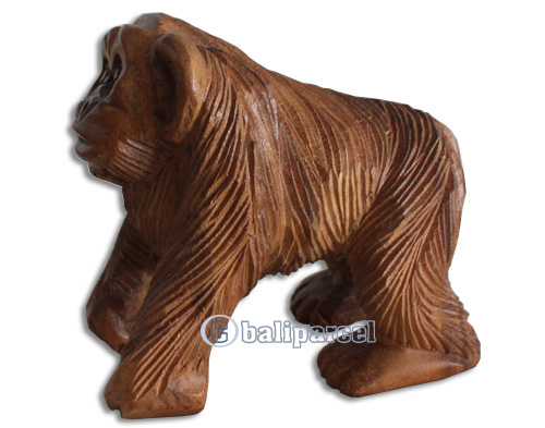 Wooden Monkey, Hand Carved From Suar Wood With Natural Polished