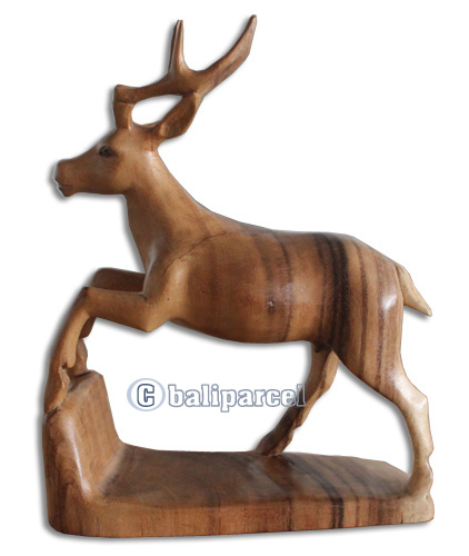 Wooden Deer, Hand Carved From Suar Wood