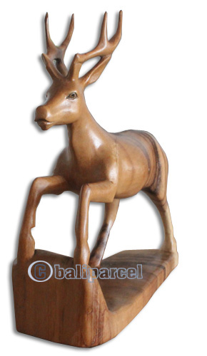 Wooden Deer, Hand Carved From Suar Wood