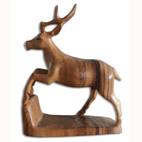 Wooden Deer, Hand Carved From Suar Wood