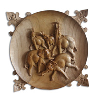 Wooden 5 Elephants Wallhanging, Hand Carved From Waru Wood With Natural Polished