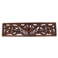 Wooden Cambodia Wallhanging, Hand Carved From Suar Wood With Brown Polished
