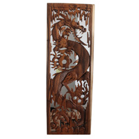 Wooden Dragon Wallhanging, Hand Carved From Suar Wood Natural Polished