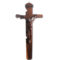 Wooden Yesus Wallhanging, Hand Carved From Sono Wood With Brown Polished