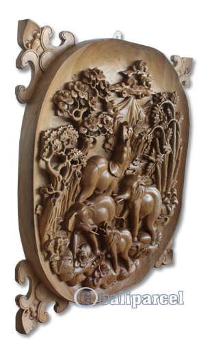 Wooden Wallhanging, 4 Elephant Made From Suar Wood With Natural Polished