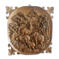 Wooden Wallhanging, 4 Elephant Made From Suar Wood With Natural Polished