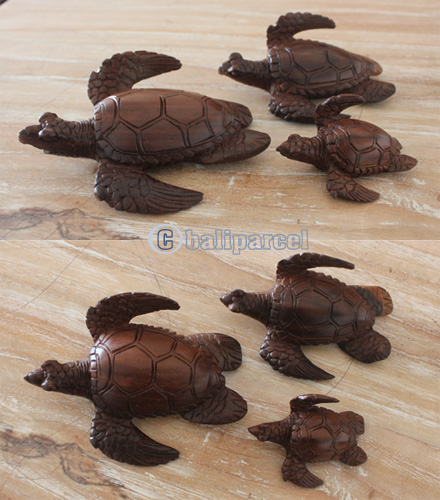 Wooden Turtle, Hand Carved From Sono Wood With Brown Polished