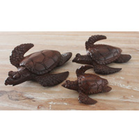 Wooden Turtle, Hand Carved From Sono Wood With Brown Polished