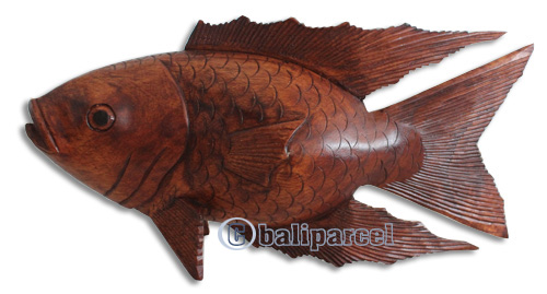 Wooden Fish, Hand Carved From Hibiscus Wood With Brown Polished
