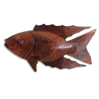 Wooden Fish, Hand Carved From Hibiscus Wood With Brown Polished
