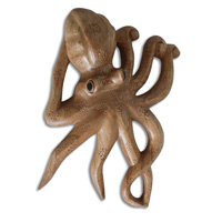 Wooden Octopus, Hand Carved From Hibiscus Wood With Natural Polished