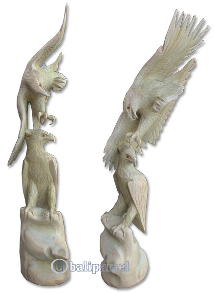 Wooden 2 Eagle, Hand Carved From Waru Wood