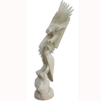 Wooden 2 Eagle, Hand Carved From Waru Wood