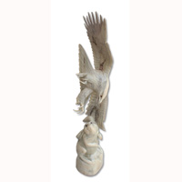 Wooden Eagle With Rabbit, Hand Carved From Waru Wood