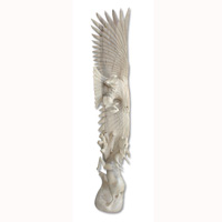 Wooden Eagle With Deer, Hand Carved From Waru Wood