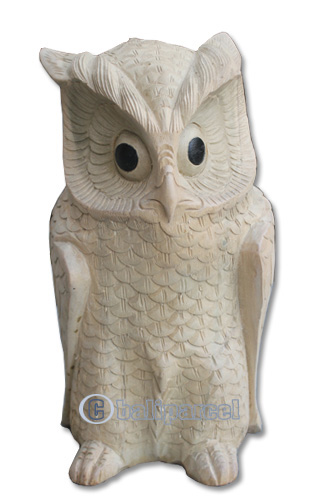 Wooden Owl, Hand Carved From Waru Wood