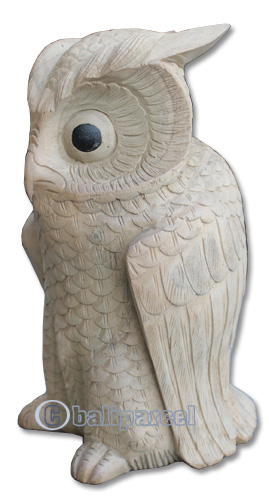 Wooden Owl, Hand Carved From Waru Wood