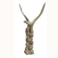 Wooden Eagle With 2 Baby, Hand Carved From Waru Wood
