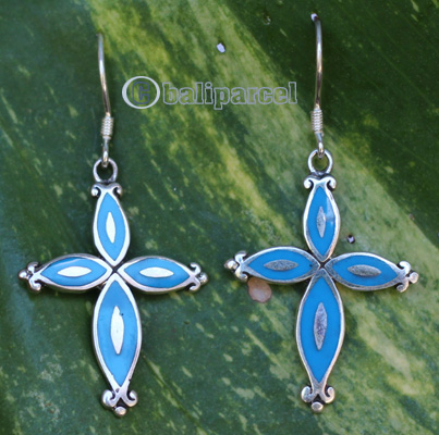 Earring From Silver With Resin