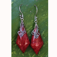 Earring From Silver With Coral