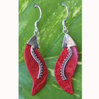 Earring From Silver With Coral