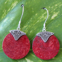 Earring From Silver With Coral