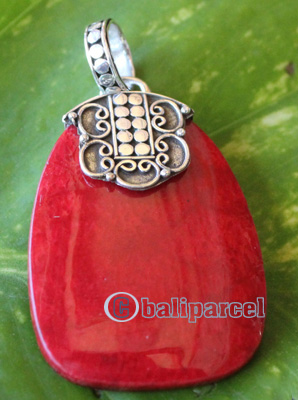 Pendant With Coral And Silver