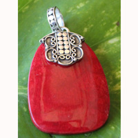Pendant With Coral And Silver