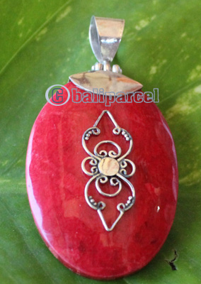 Pendant With Coral And Silver