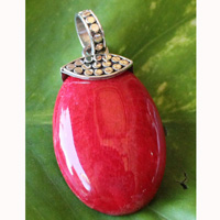 Pendant With Coral And Silver