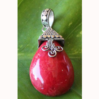Pendant With Coral And Silver