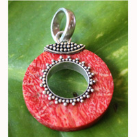 Pendant With Coral And Silver