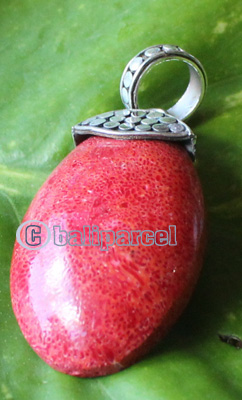 Pendant With Coral And Silver