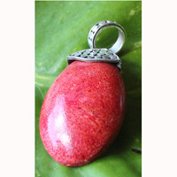 Pendant With Coral And Silver