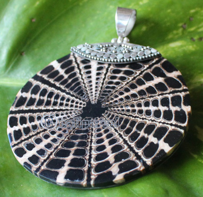 Pendant With Coral And Silver
