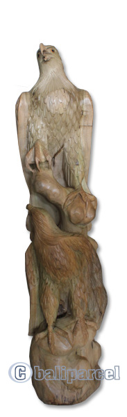 Wooden 2 Eagle, Hand Carved From Waru Wood