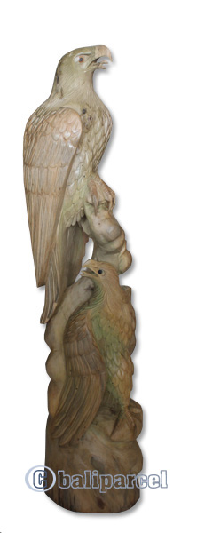 Wooden 2 Eagle, Hand Carved From Waru Wood