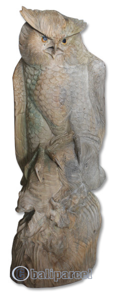 Wooden Owl, Hand Carved From Waru Wood