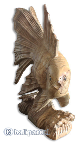 Wooden Fish, Hand Carved From Waru Wood With Natural Polished