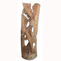 Wooden Legong Dance Statue, Hand Carved From Suar Wood Natural Polished