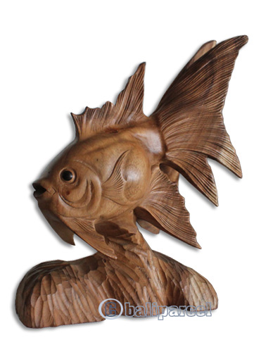 Wooden Fish, Hand Carved From Suar Wood With Natural Polished