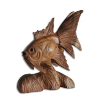 Wooden Fish, Hand Carved From Suar Wood With Natural Polished