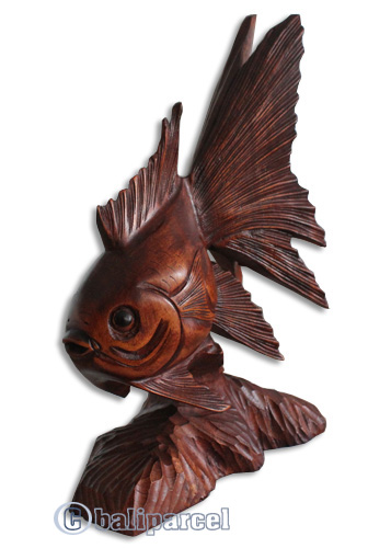Wooden Fish, Hand Carved From Suar Wood With Brown Polished