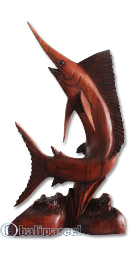 Wooden Fish, Hand Carved From Suar Wood With Brown Polished