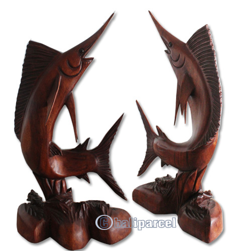 Wooden Fish, Hand Carved From Suar Wood With Brown Polished