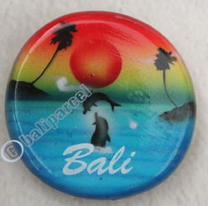 Magnet With Airbrushed, Handcarved From Albesia Wood